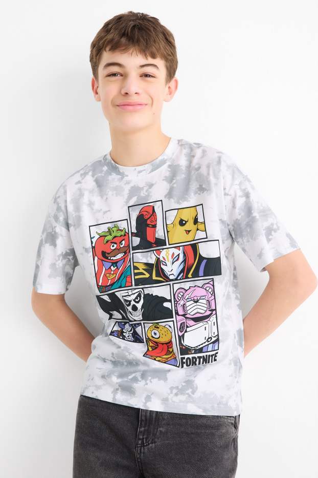 Enfants garçons - Fortnite - T-shirt - à motif - blanc / gris