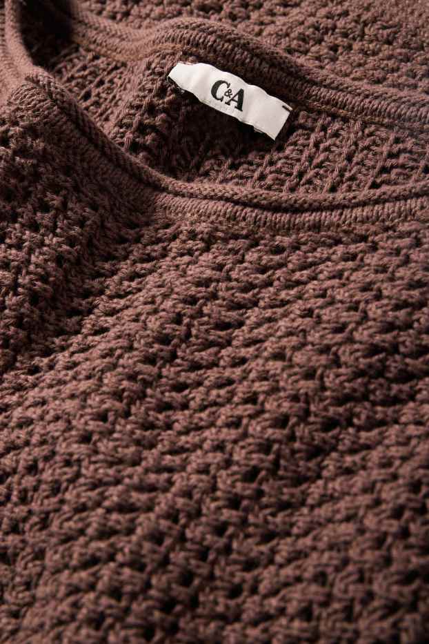 Femmes - Pull - texturé - marron foncé