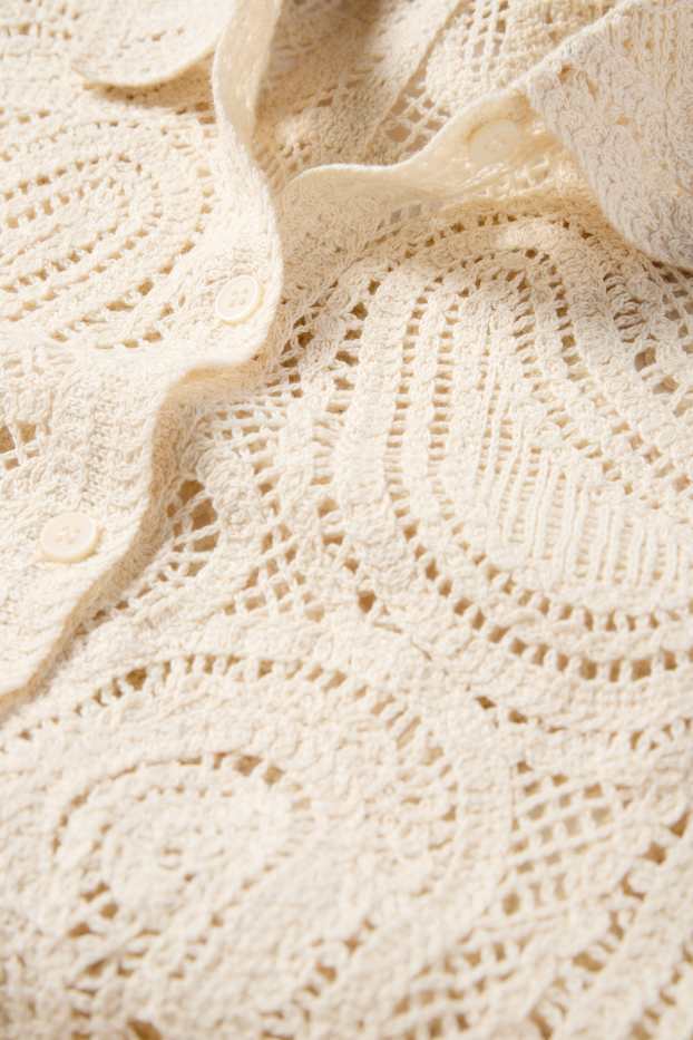 Damen - Crochet-Cardigan - cremeweiß