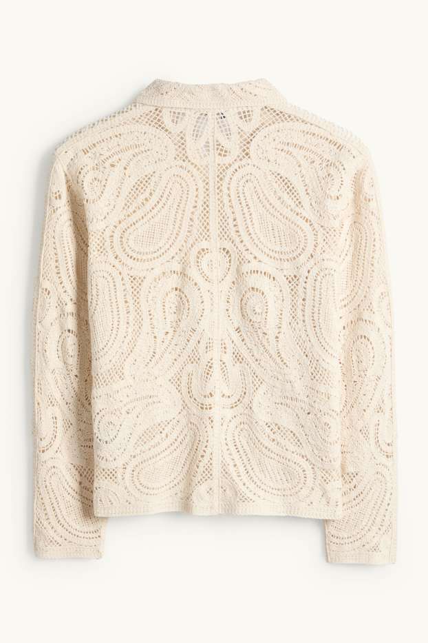 Damen - Crochet-Cardigan - cremeweiß