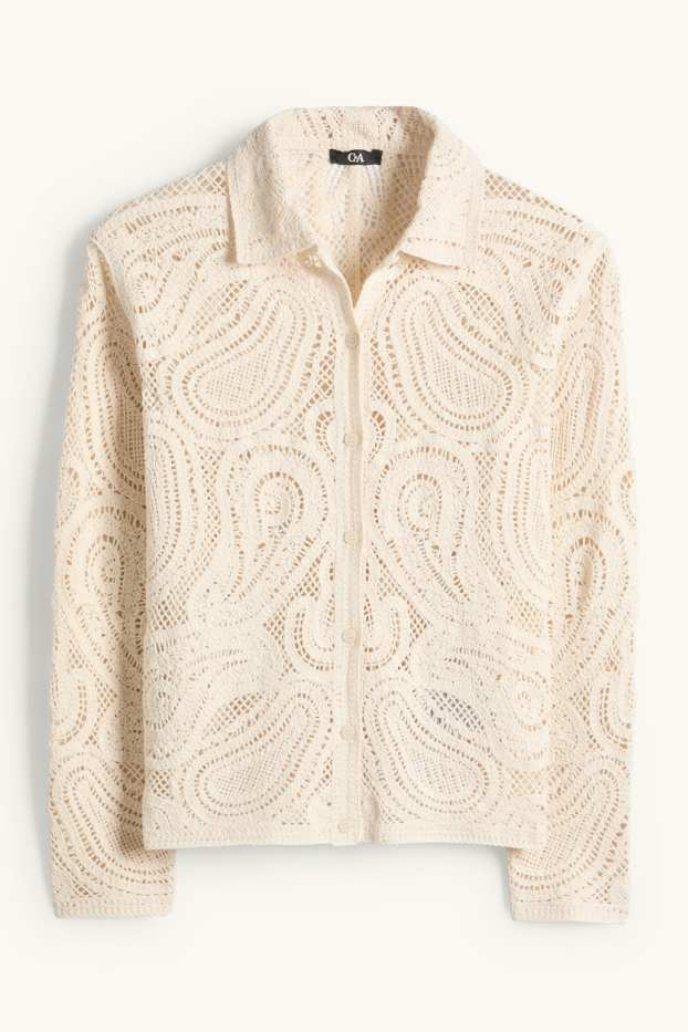 Damen - Crochet-Cardigan - cremeweiß