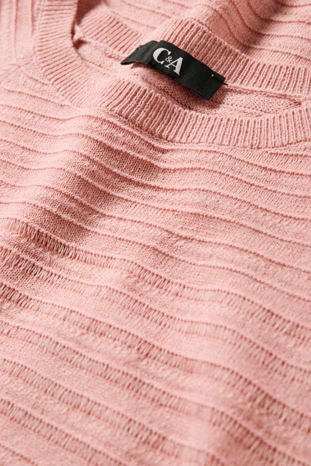 Damen - Pullover - Leinen-Mix - strukturiert - dunkelrosa