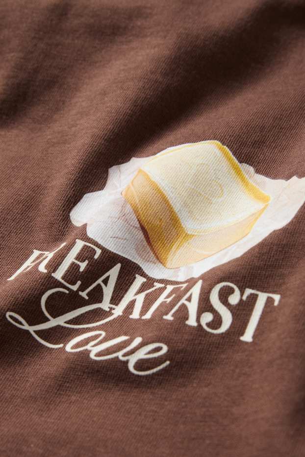 Dames - T-shirt - oversized - donkerbruin