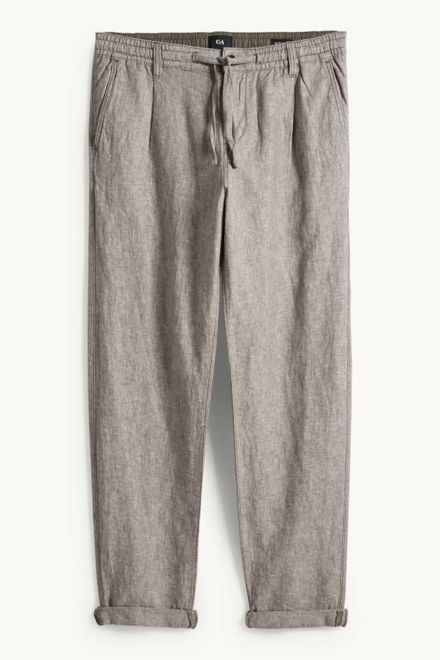 Bărbați - Chino - tapered fit - amestec de in - bej