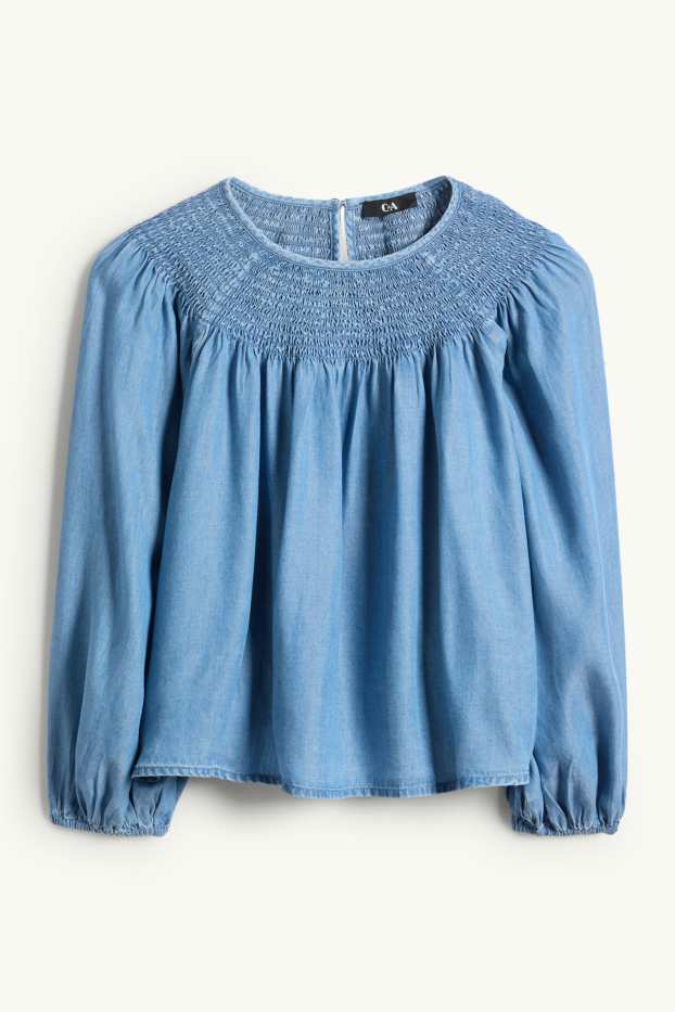 Mujer - Blusa - look vaquero - fruncida - azul