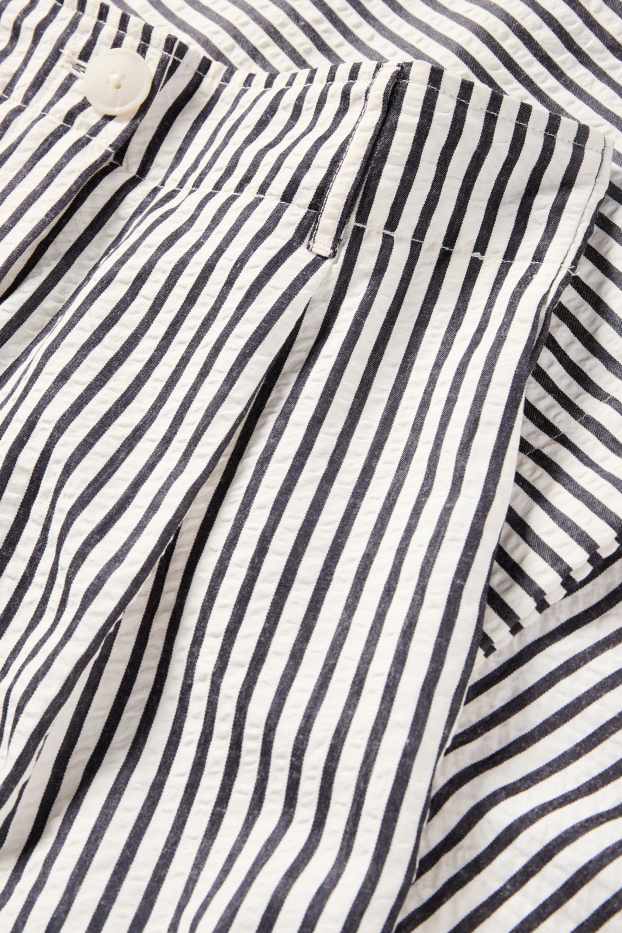 Femmes - Pantalon de toile - high waist - wide leg - à rayures - noir / beige