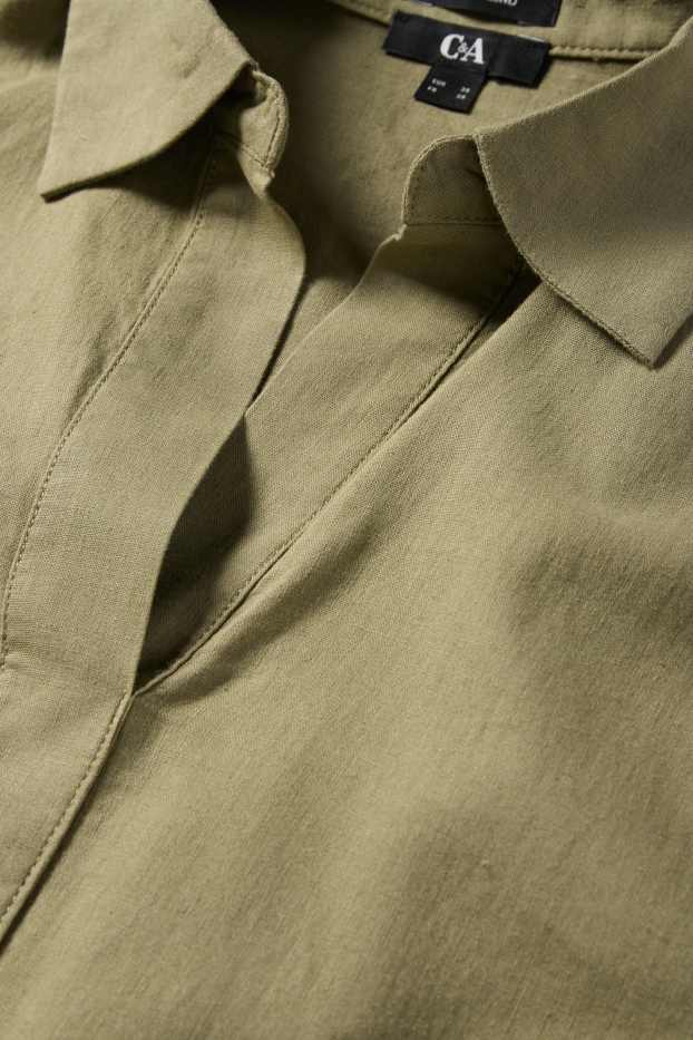 Damen - Bluse - Leinen-Mix - khaki