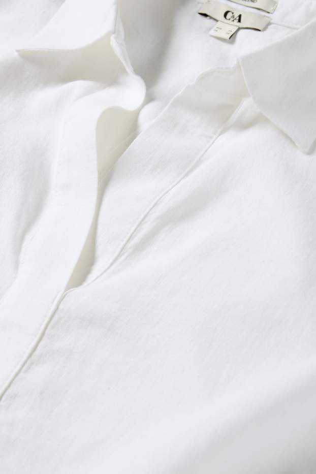 Damen - Bluse - Leinen-Mix - weiß