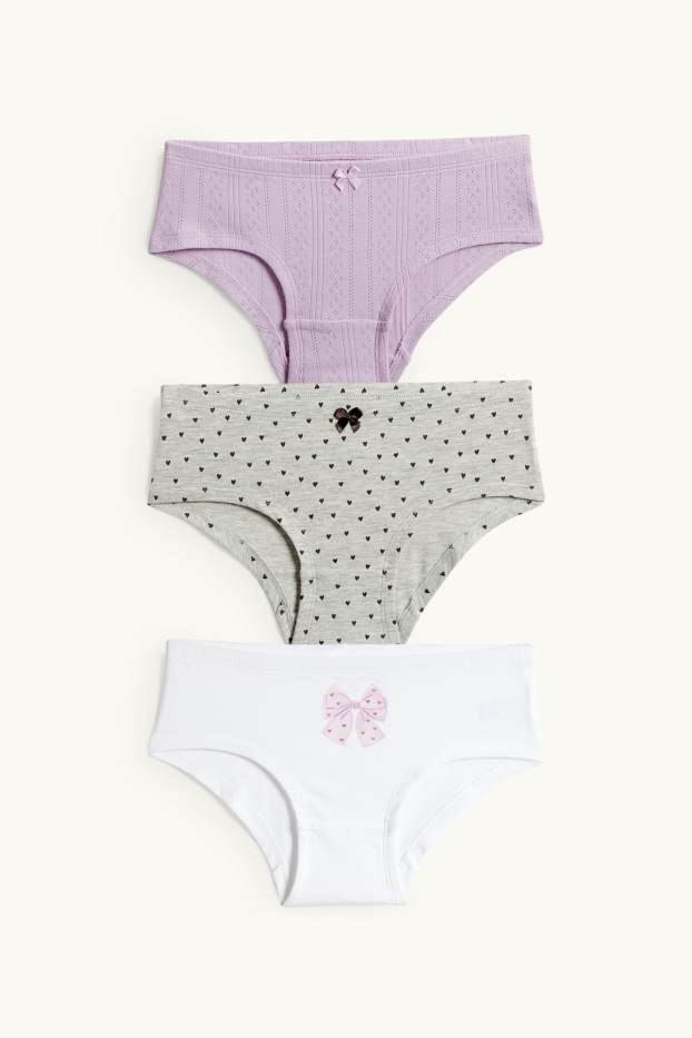 Kinder Mädchen - Multipack 3er - Schleife - Slip - weiß / rosa