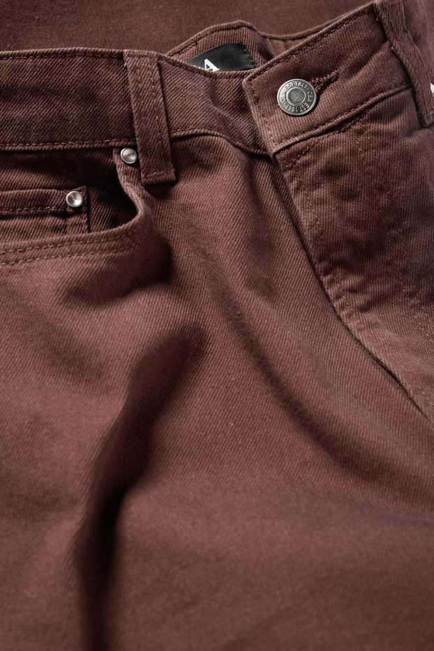 Femmes - Pantalon en toile - high waist - wide leg - marron