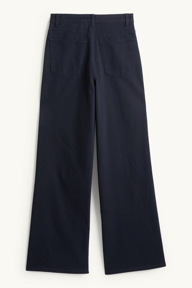 Femmes - Pantalon en toile - high waist - wide leg - bleu foncé