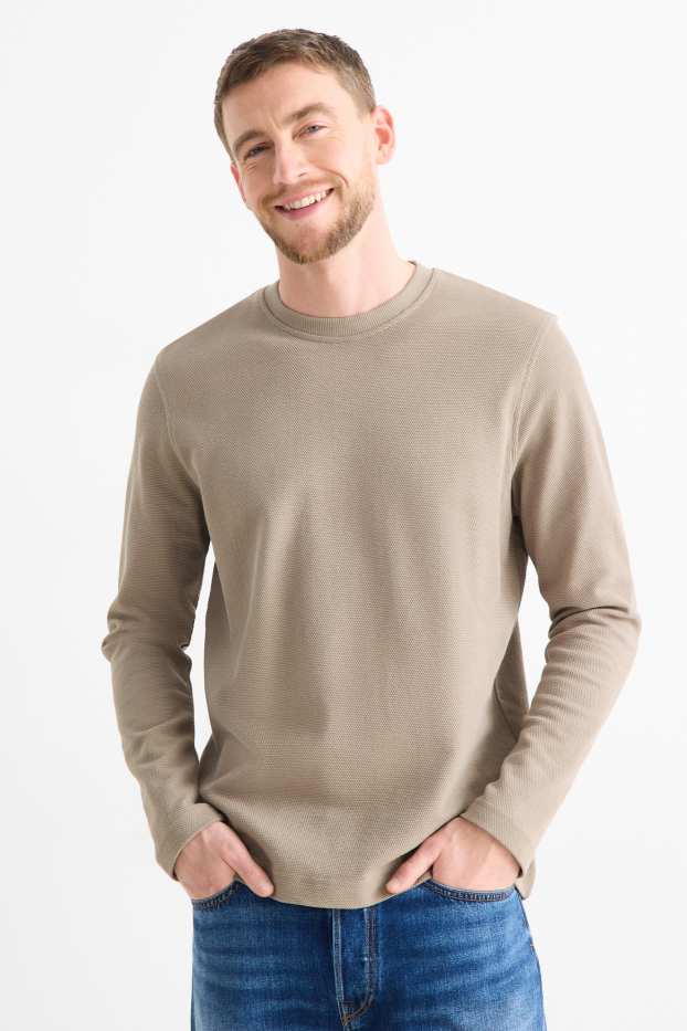 Home - Samarreta de màniga llarga - regular fit - texturada - talp