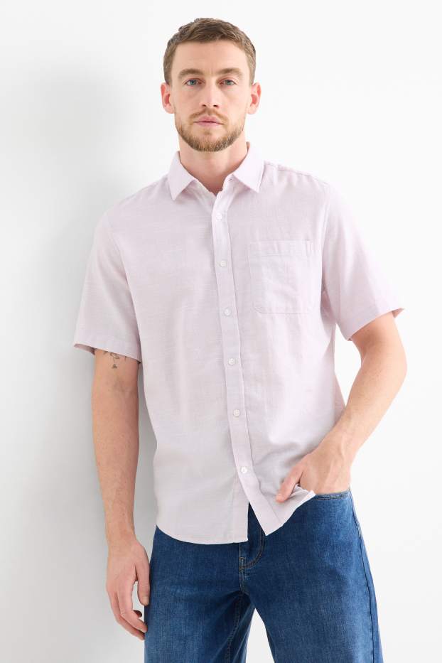 Men - Shirt - regular fit - kent collar - rose