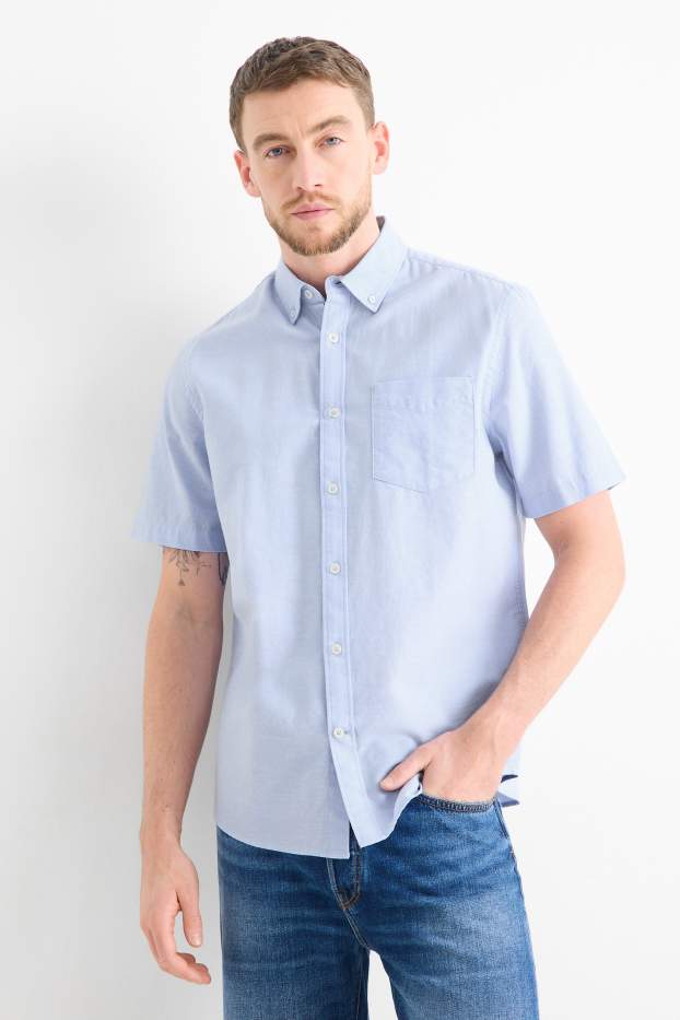 Hommes - Chemise - regular fit - col button-down - bleu clair
