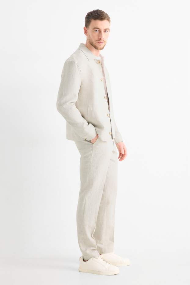 Hombre - Pantalón de vestir - regular fit - mezcla de lino - beige claro
