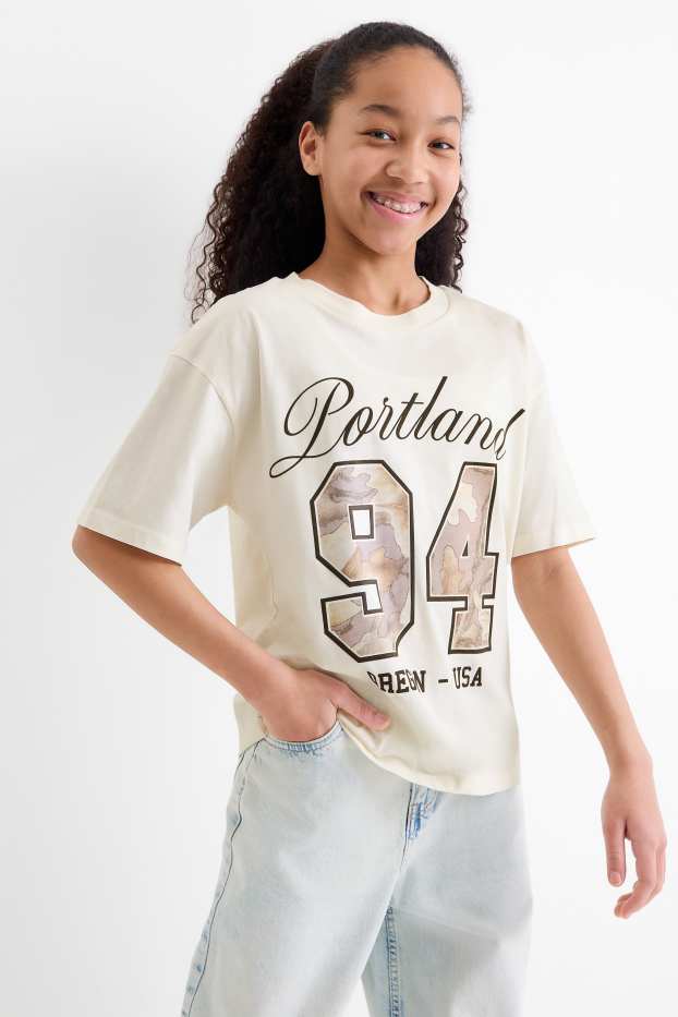 Bambine - Portland - maglia a maniche corte - crema