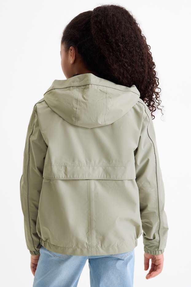 Kinder Mädchen - Regenjacke mit Kapuze - wasserdicht - hellgrün
