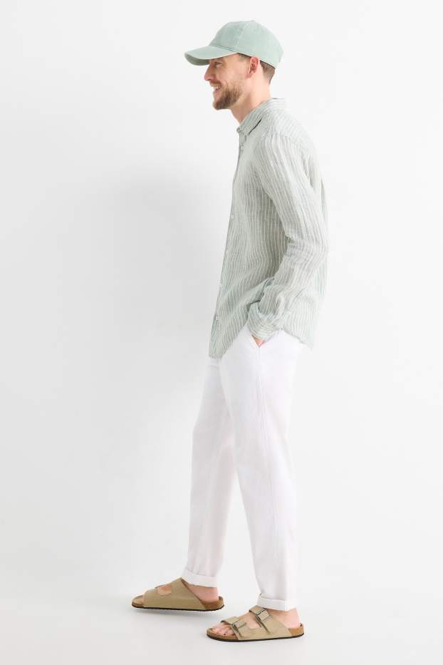 Herren - Chino - Tapered Fit - Leinen-Mix - weiss