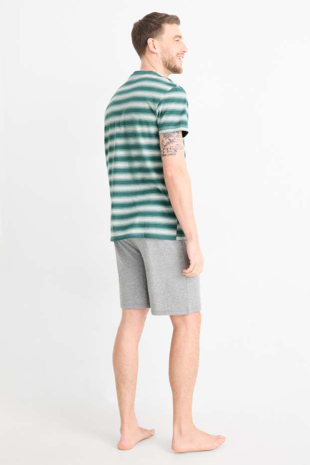 Hommes - Pyjashort - gris / vert