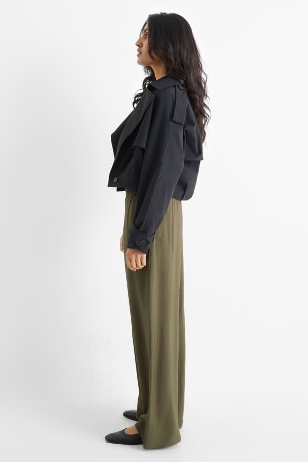 Femmes - Pantalon de bureau - high waist - wide leg - vert