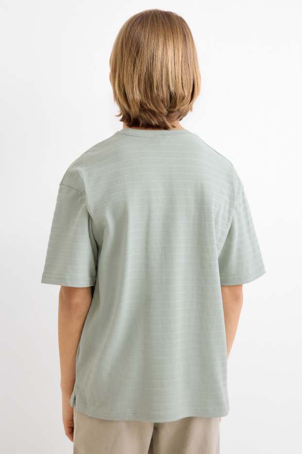 Enfants garçons - T-shirt - à rayures - finition texturée - vert menthe