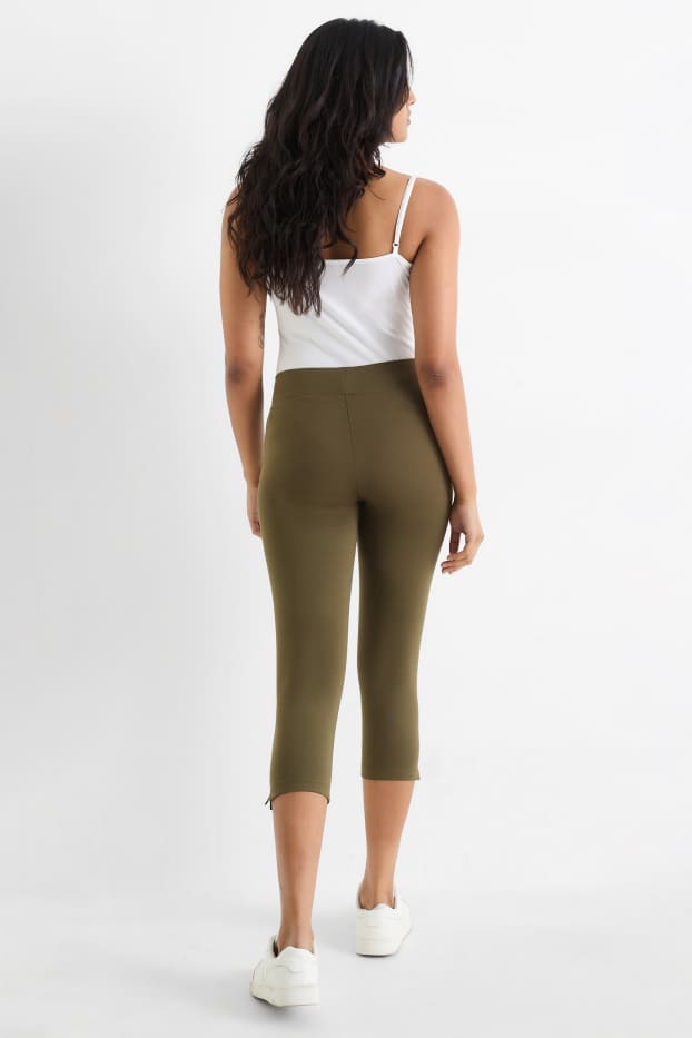 Dames - Set van 2 - capri-legging - kaki