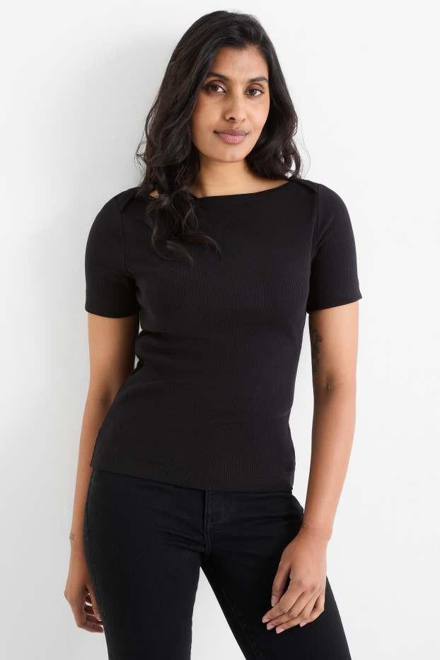 Femei - Tricou - slim fit - reiat - negru