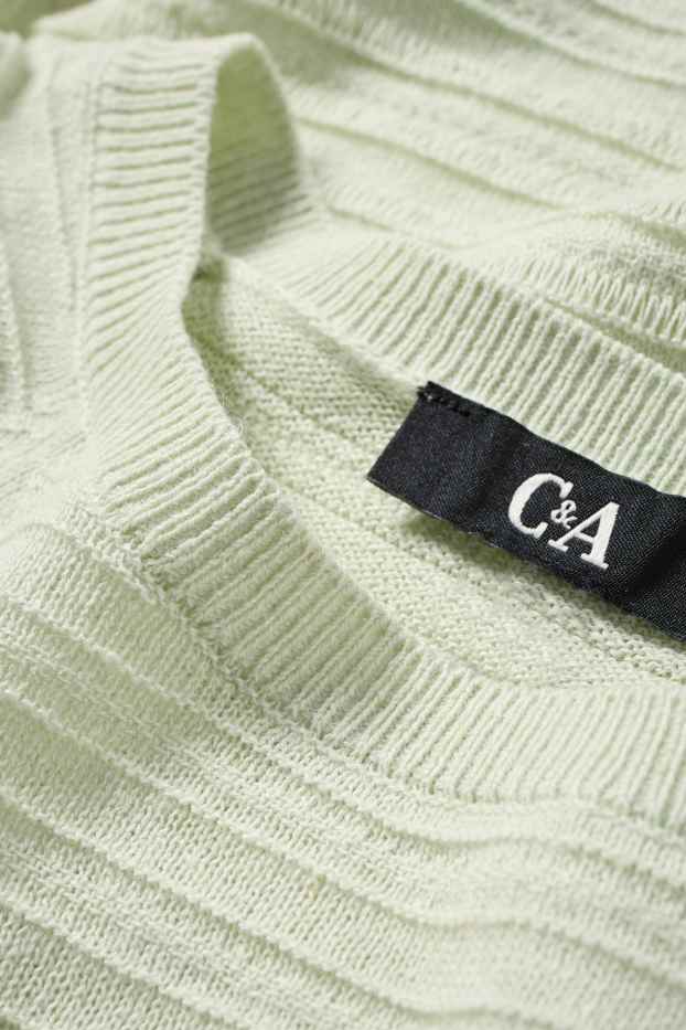 Damen - Pullover - Leinen-Mix - strukturiert - hellgrün