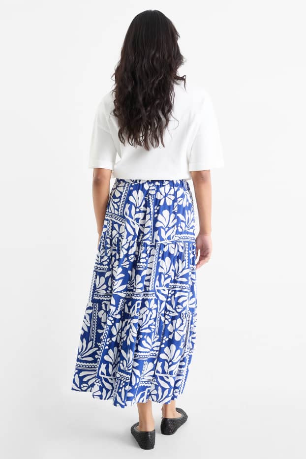 Damen - Rock - gemustert - weiß / blau