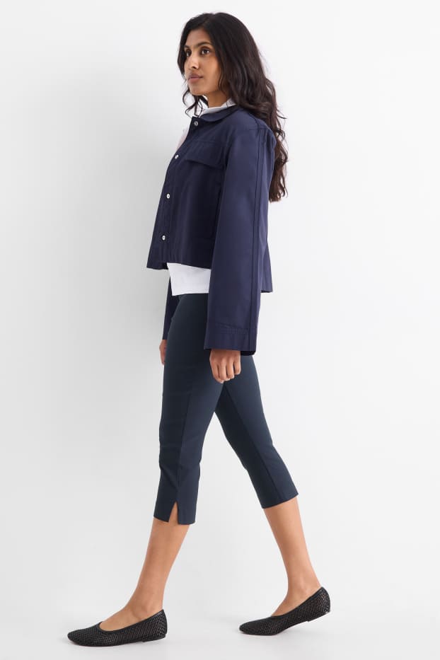 Femmes - Pantalon capri - mid waist - slim fit - bleu foncé