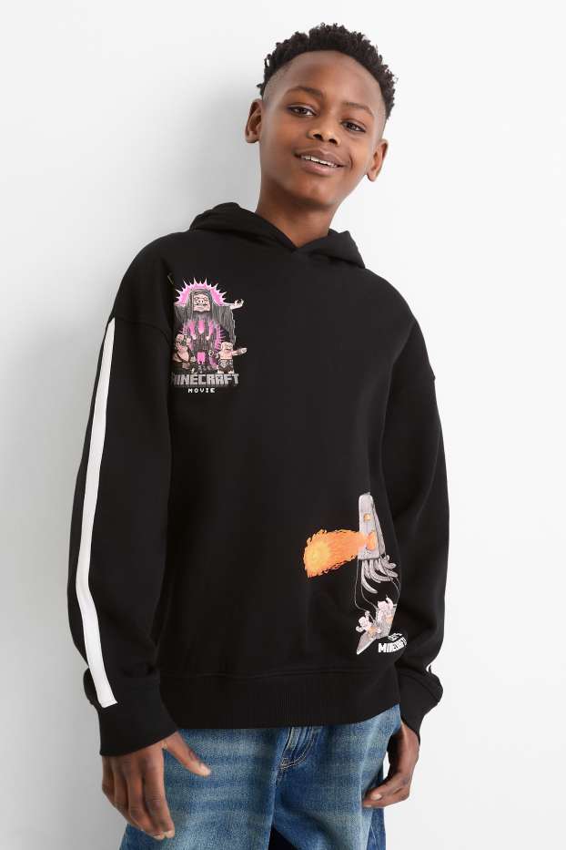 Bambini - Minecraft - felpa con cappuccio - nero