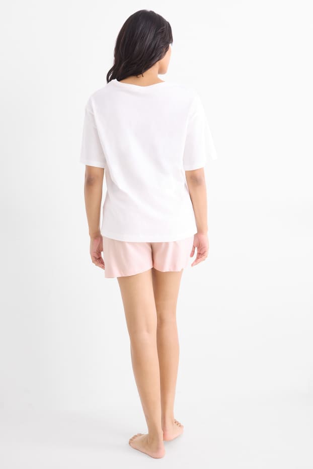 Dames - Shortama - wit / roze