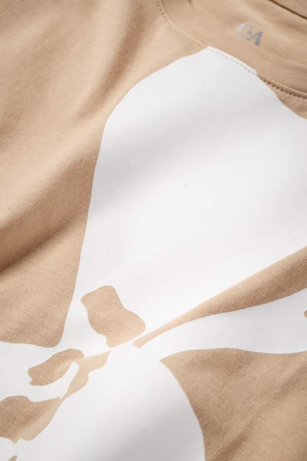 Donna - T-shirt - regular fit - a fiori - bianco / beige