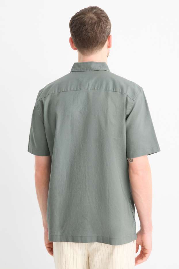 Unisex - Hemd - Regular Fit - Kent - Leinen-Mix - dunkelgrau