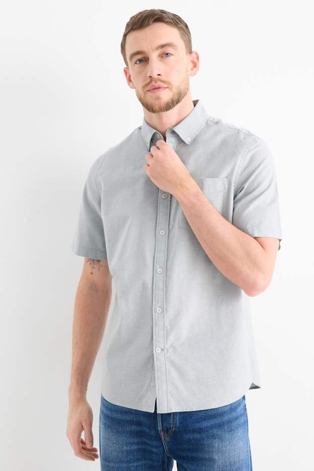 Hommes - Chemise - regular fit - col button-down - vert menthe
