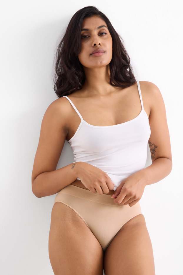 Dames - Set van 3 - slip - naadloos - beige