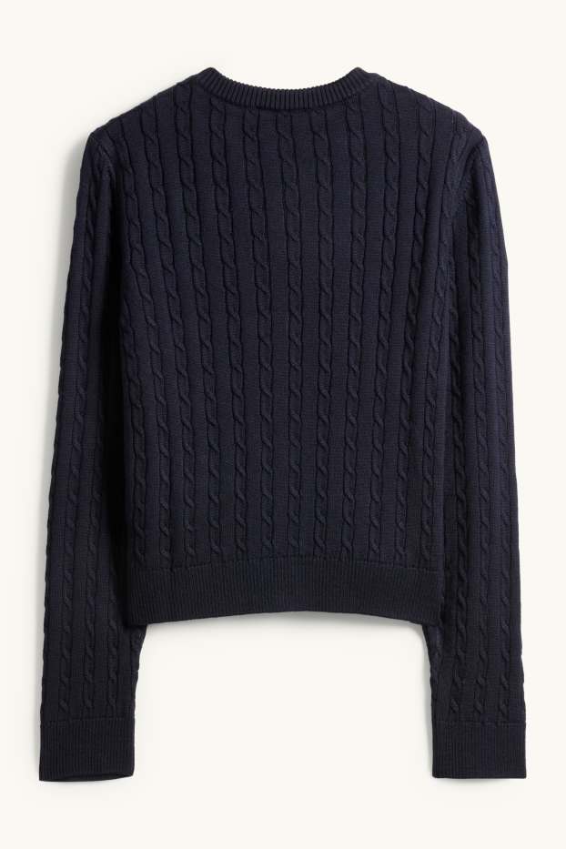 Damen - Strickjacke - Zopfmuster - dunkelblau