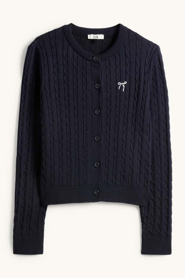 Damen - Strickjacke - Zopfmuster - dunkelblau