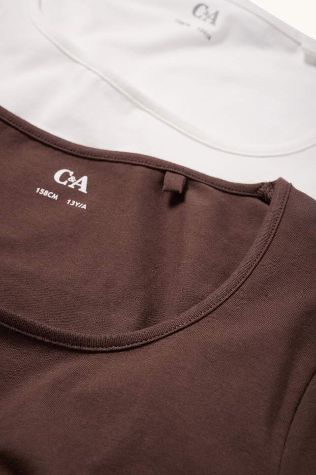 Kinderen: meisjes - Set van 2 - T-shirt - bruin