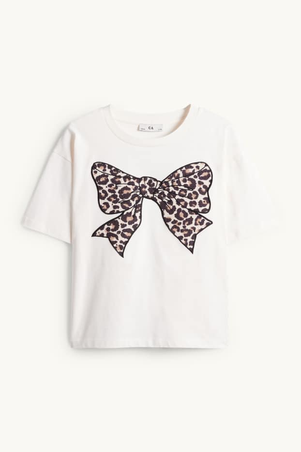 Bambine - Fiocco - maglia a maniche corte - bianco crema