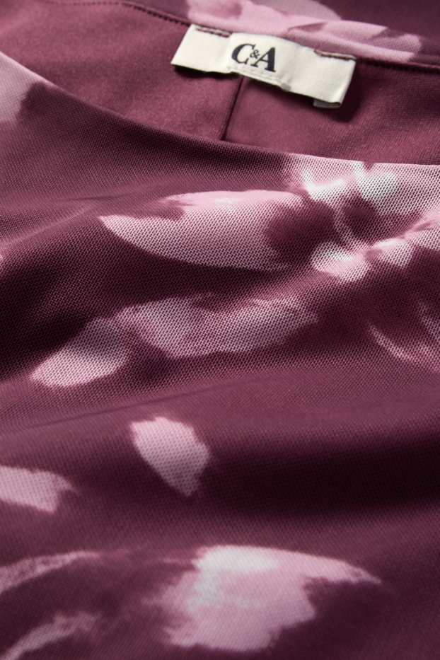 Femmes - Robe en maille-filet - à fleurs - bordeaux