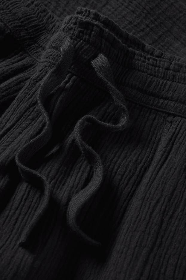 Women - Cloth trousers - mid-rise waist - relaxed fit - black