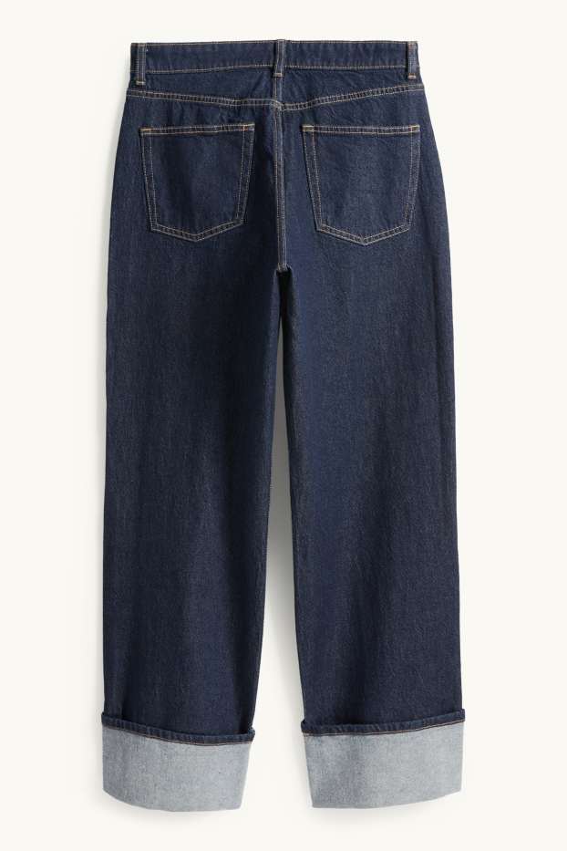 Dames - Baggy jeans - mid waist - donkerblauw
