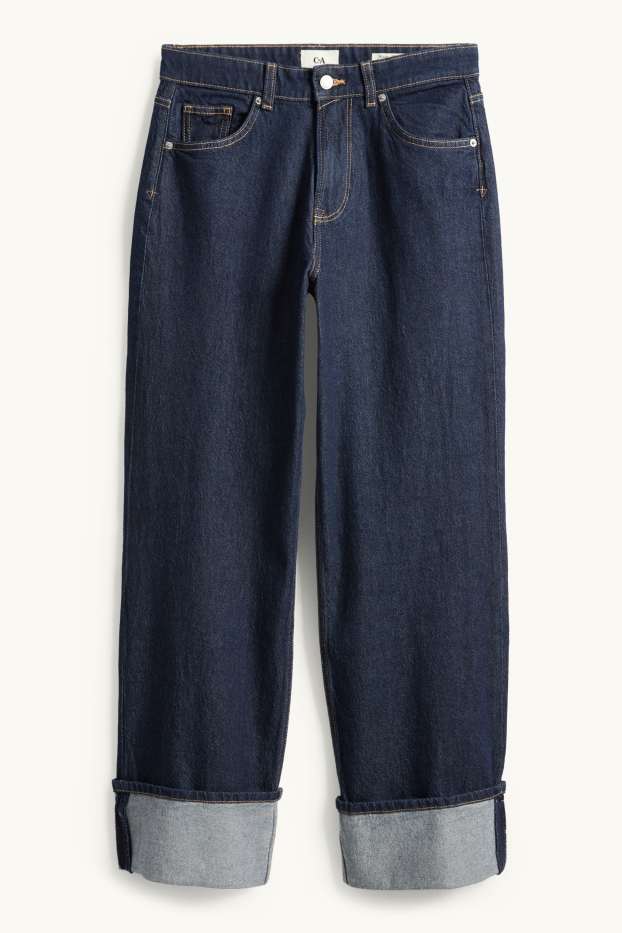 Dames - Baggy jeans - mid waist - donkerblauw