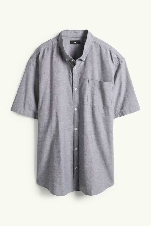 Hommes - Chemise - regular fit - col button-down - gris