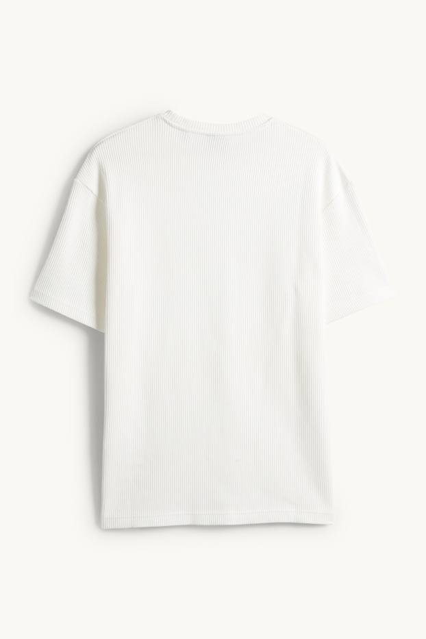 Hommes - T-shirt de maille - relaxed fit - côtelé - blanc