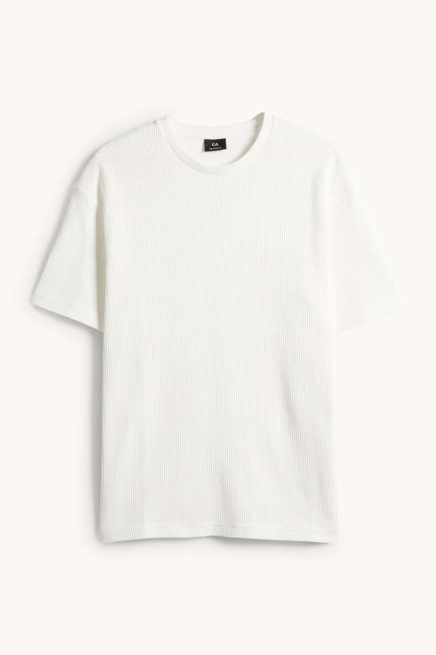 Hommes - T-shirt de maille - relaxed fit - côtelé - blanc