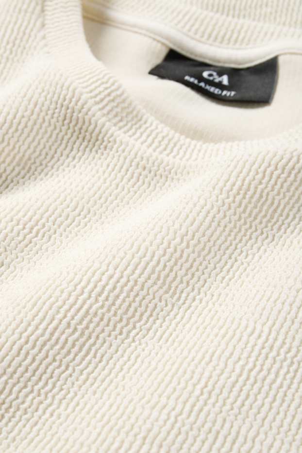 Pánské - Tričko - relaxed fit - strukturované - krémové barvy