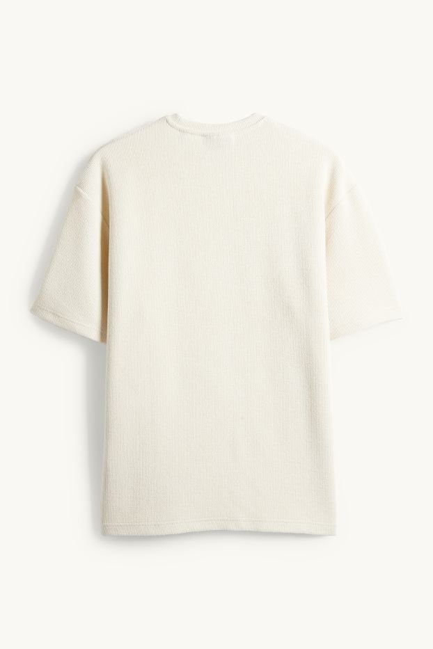 Pánské - Tričko - relaxed fit - strukturované - krémové barvy