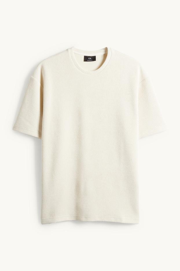 Pánské - Tričko - relaxed fit - strukturované - krémové barvy